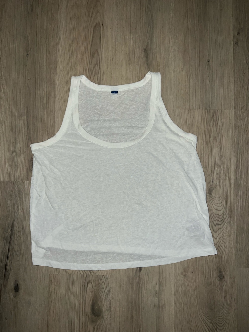 Old Navy White Linen Blend Tank Top Size Large Sleeveless Summer Basic